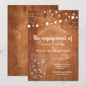 Rustieke Mason Jar Slingerlampjes Verlovingsfeest Kaart (Voorkant / Achterkant)