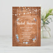 Rustieke Mason Jar Slingerlichten Bruidsfeest Kaart (Staand voorkant)