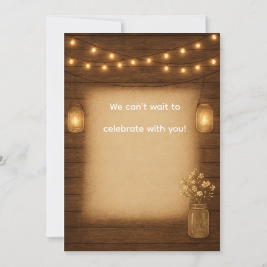 Rustieke Mason Jar Slingerlichten Save the Date Ka (Achterkant)