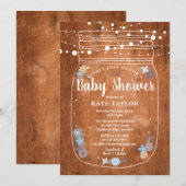 Rustieke Mason Jar String Lights Baby shower Kaart (Voorkant / Achterkant)