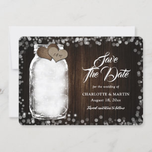 Rustieke Mason Jar String Lights Schuur Hout Huwel Save The Date