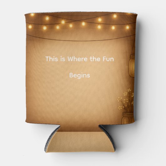 Rustieke Mason Jar & String Lights Wedding Can Coo Blikjeskoeler (Voorkant)