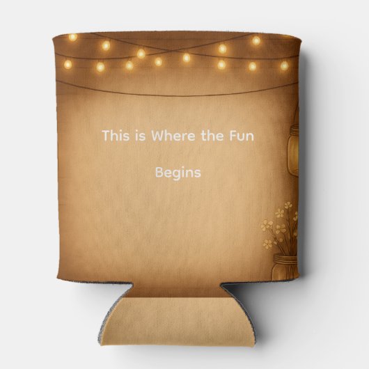 Rustieke Mason Jar & String Lights Wedding Can Coo Blikjeskoeler (Achterkant)