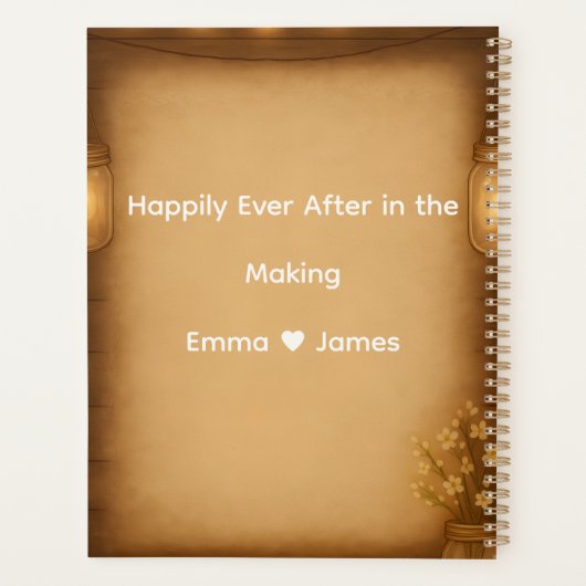 Rustieke Mason Jar & String Lights Wedding Planner (Achterkant)