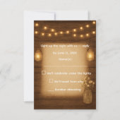 Rustieke Mason Jar & String Lights Wedding RSVP Ka (Voorkant)