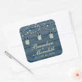 Rustieke Mason Jar String of Lights Vierkante Sticker (Envelop)
