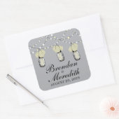 Rustieke Mason Jar String of Lights Vierkante Sticker (Envelop)