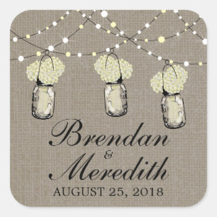 Rustieke Mason Jar String of Lights Vierkante Sticker