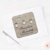 Rustieke Mason Jar String of Lights Vierkante Sticker (Envelop)