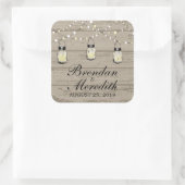 Rustieke Mason Jar String of Lights Vierkante Sticker (Tas)