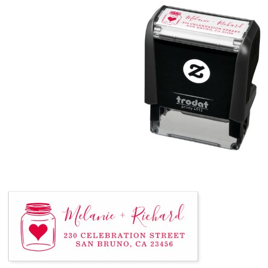Rustieke Mason Jar & Trouwnamen Retouradres Zelfinktende Stempel (In situ)