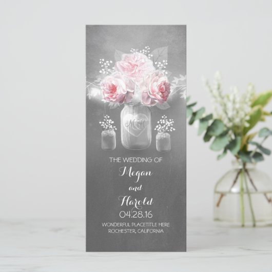 Rustieke Mason Jar Trouwprogramma's Programmakaart (Staand voorkant)