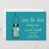 Rustieke Mason Jar & Vuurtjes Save the Date (Voorkant)