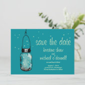 Rustieke Mason Jar & Vuurtjes Save the Date (Staand voorkant)