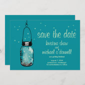Rustieke Mason Jar & Vuurtjes Save the Date (Voorkant / Achterkant)