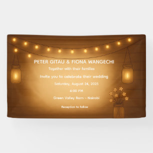Rustieke Mason Jar Wedding Banner met String Light