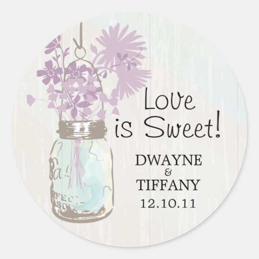 Rustieke Mason Jar & Wildflower Ronde Sticker (Voorkant)
