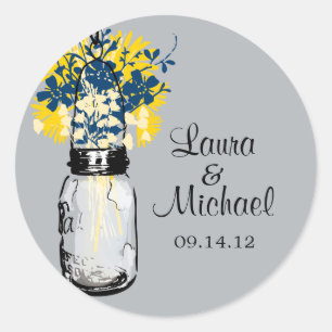 Rustieke Mason Jar & Wildflower Ronde Sticker