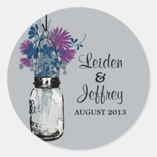 Rustieke Mason Jar & Wildflower Ronde Sticker