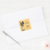 Rustieke Mason Jar & Wildflower Vierkante Sticker (Envelop)