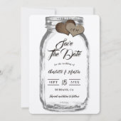 Rustieke Mason Jar Wood Burlap Hearts Kraft Weddin Save The Date (Voorkant)
