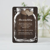 Rustieke Mason Jar Wood Hearts Accommodatie Kaart (Staand voorkant)