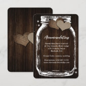 Rustieke Mason Jar Wood Hearts Accommodatie Kaart (Voorkant / Achterkant)