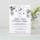 Rustieke Mason Jar Wood Kraft bruiloft uitnodiging (Staand voorkant)