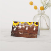 Rustieke Mason Jar Zonnebloem Plaats Kaarten Plaatskaartje (Voorkant)