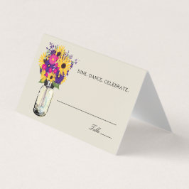 Rustieke Mason Jar Zonnebloemen Wedding Place Card Kaart