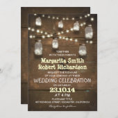 Rustieke Mason Jars en lichte bruiloft uitnodiging (Voorkant / Achterkant)