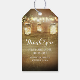 Rustieke Mason Jars Lights Bruiloft Dank u Cadeaulabel