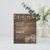 Rustieke Mason Jars Lights Budget Baby shower Invi Feestdagenkaart (Staand voorkant)