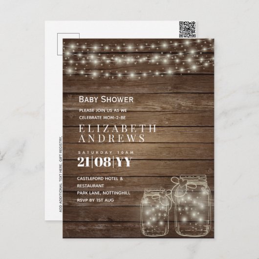 Rustieke Mason Jars Lights Budget Baby shower Invi Feestdagenkaart (Voorkant / Achterkant)