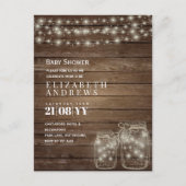 Rustieke Mason Jars Lights Budget Baby shower Invi Feestdagenkaart (Voorkant)