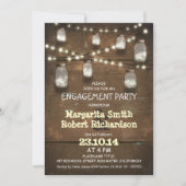 Rustieke Mason Jars Met Lichten Verlovingsfeest Kaart (Voorkant)