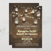 Rustieke Mason Jars Met Lichten Verlovingsfeest Kaart (Voorkant / Achterkant)