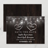 Rustieke Mason Jars Slingerlampen Schuur Save The  Date (Voorkant / Achterkant)