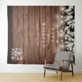 Rustieke Mason Jars Slingerlichten Foto Achtergron Wandkleed (In Situ (horizontaal))