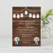 Rustieke Mason Jars String Lights Eenvoudige bruil Kaart (Staand voorkant)