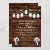 Rustieke Mason Jars String Lights Eenvoudige bruil Kaart (Voorkant / Achterkant)