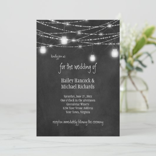 Rustieke Mason Jars verlichting krijtbord uitnodig Kaart (Staand voorkant)