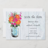 Rustieke Mason Pot Gerber Madeliefjes Bewaar de Da Save The Date (Voorkant)