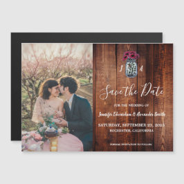 Rustieke Mason potje hout monogram foto Save the D Magnetische Uitnodiging