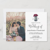 Rustieke Mason potje monogram foto elegante bruilo Kaart (Voorkant)