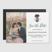 Rustieke Mason potje monogram foto Save the Date Magnetische Uitnodiging (Voorkant / Achterkant)