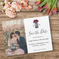 Rustieke Mason potje monogram foto Save the Date