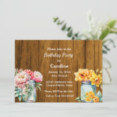 Rustieke Mason potjes met bloemen Schuur Verjaarda Kaart (Staand voorkant)