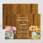 Rustieke Mason potjes met bloemen Schuur Verjaarda Kaart (Voorkant / Achterkant)