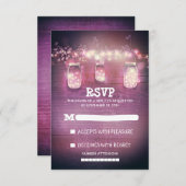 rustieke mason potjes string verlichting bruiloft RSVP kaartje (Voorkant / Achterkant)